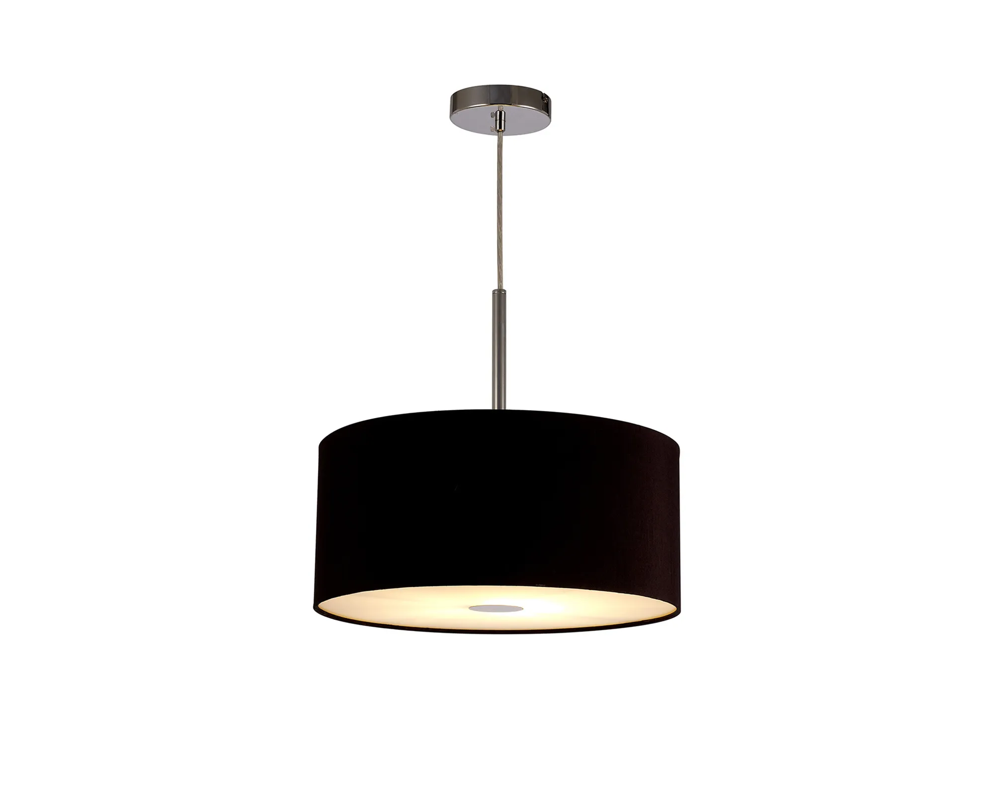 Baymont 40cm Pendant 1 Light Polished Chrome, Midnight Black/Green Olive, Frosted Diffuser DK0139  Deco Baymont CH BL/GR